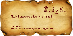 Miklusovszky Örsi névjegykártya
